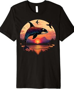 Colourful mystical orca whale watching dolphin pottwhale orca whale Premium T-Shirt