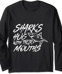 orca plush shark tee shark tee women shark mouth Long Sleeve T-Shirt