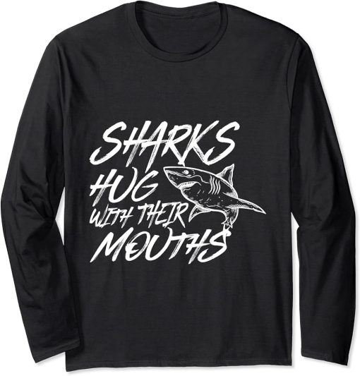 orca plush shark tee shark tee women shark mouth Long Sleeve T-Shirt