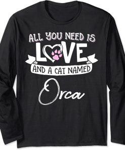 Cute Cat Named Orca Design for Women and Girls Long Sleeve T-Shirt