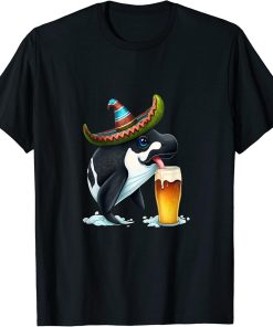 Cute Orca Animal Lovers Orca Drinking Beer T-Shirt